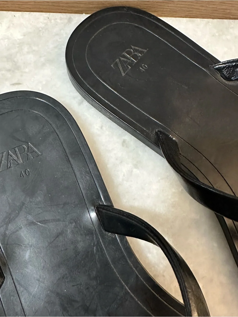 Zara Black Flip Flop Sandals with Gold Accent - Picture 5 of 5
